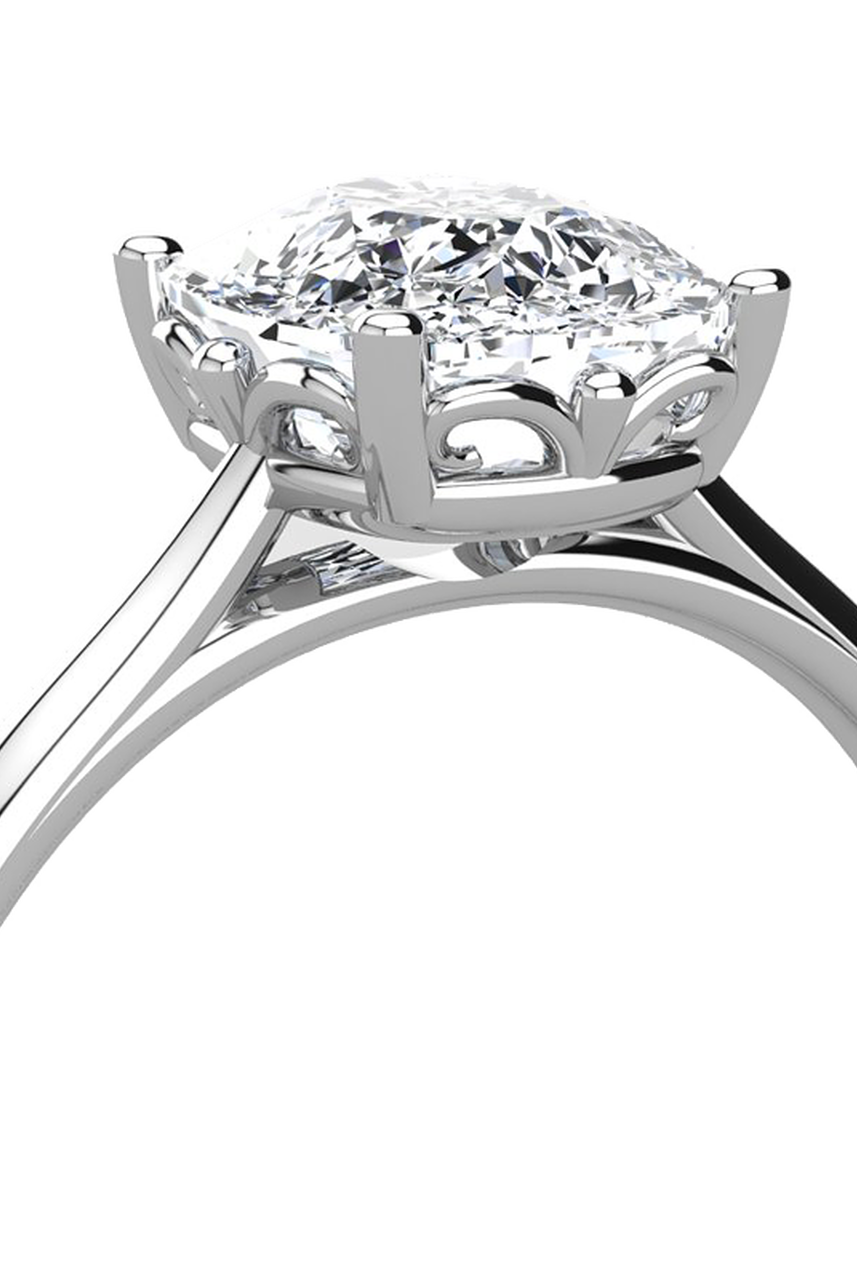 1.80CT Cathedral Set Cushion Moissanite Diamond Solitaire Engagement Ring