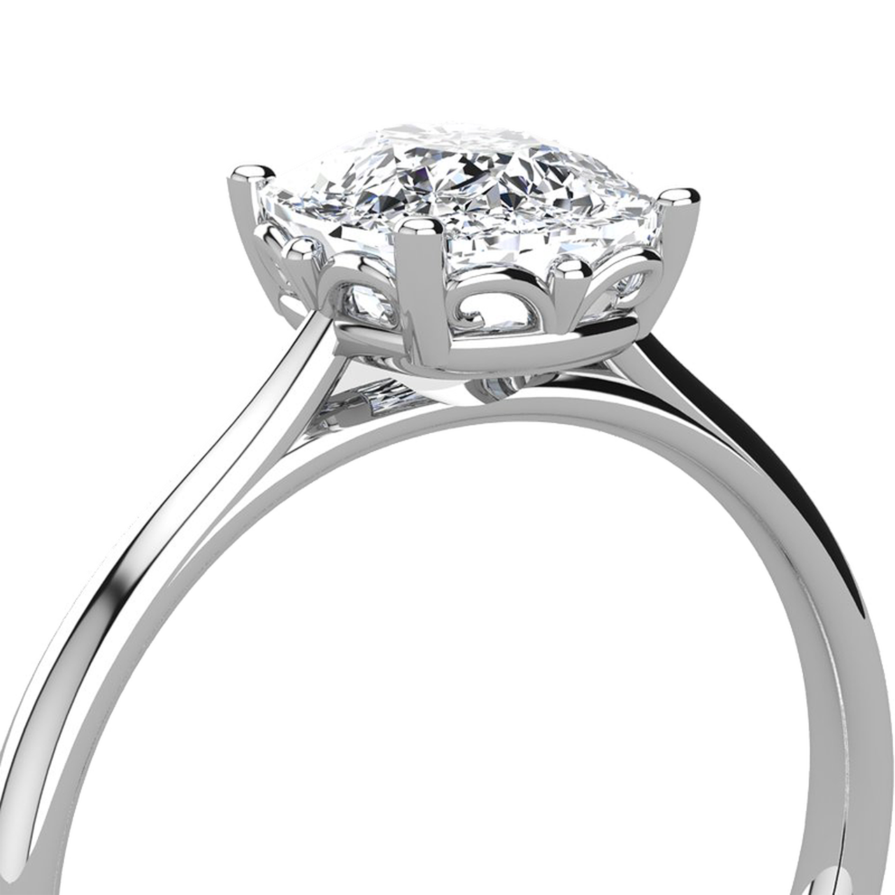 1.80CT Cathedral Set Cushion Moissanite Diamond Solitaire Engagement Ring