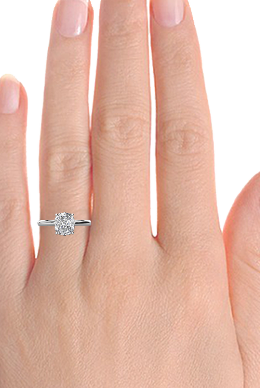 1.80CT Cathedral Set Cushion Moissanite Diamond Solitaire Engagement Ring