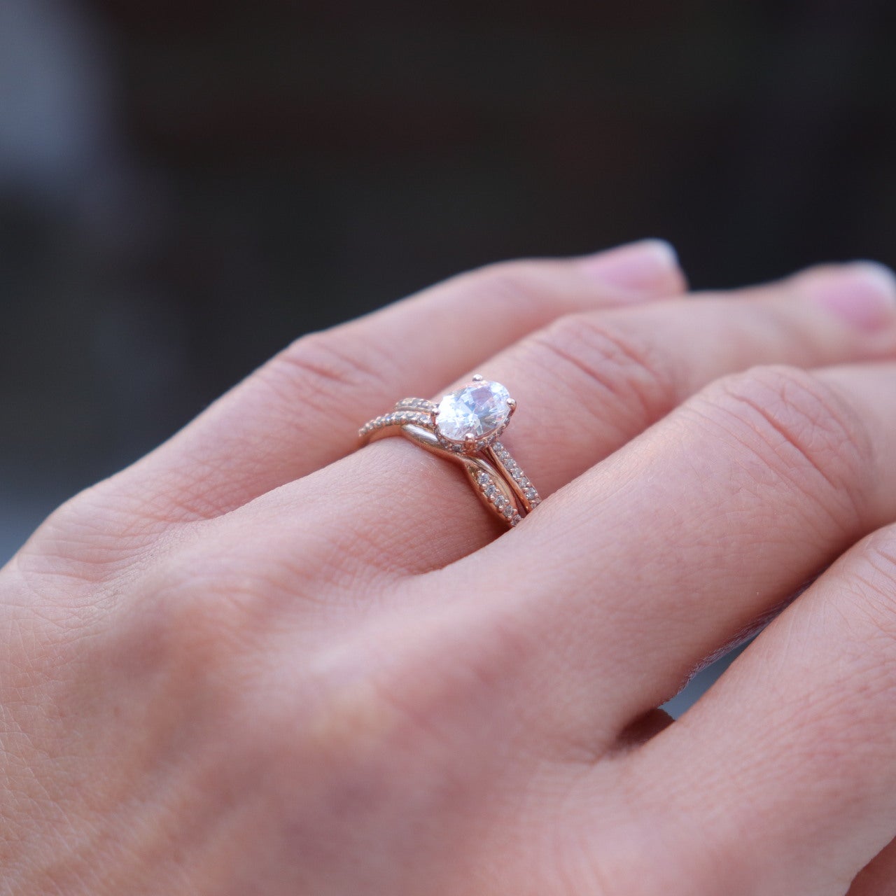 0.84CT Oval Hidden Halo Moissanite Diamond Pave Engagement Ring For Women