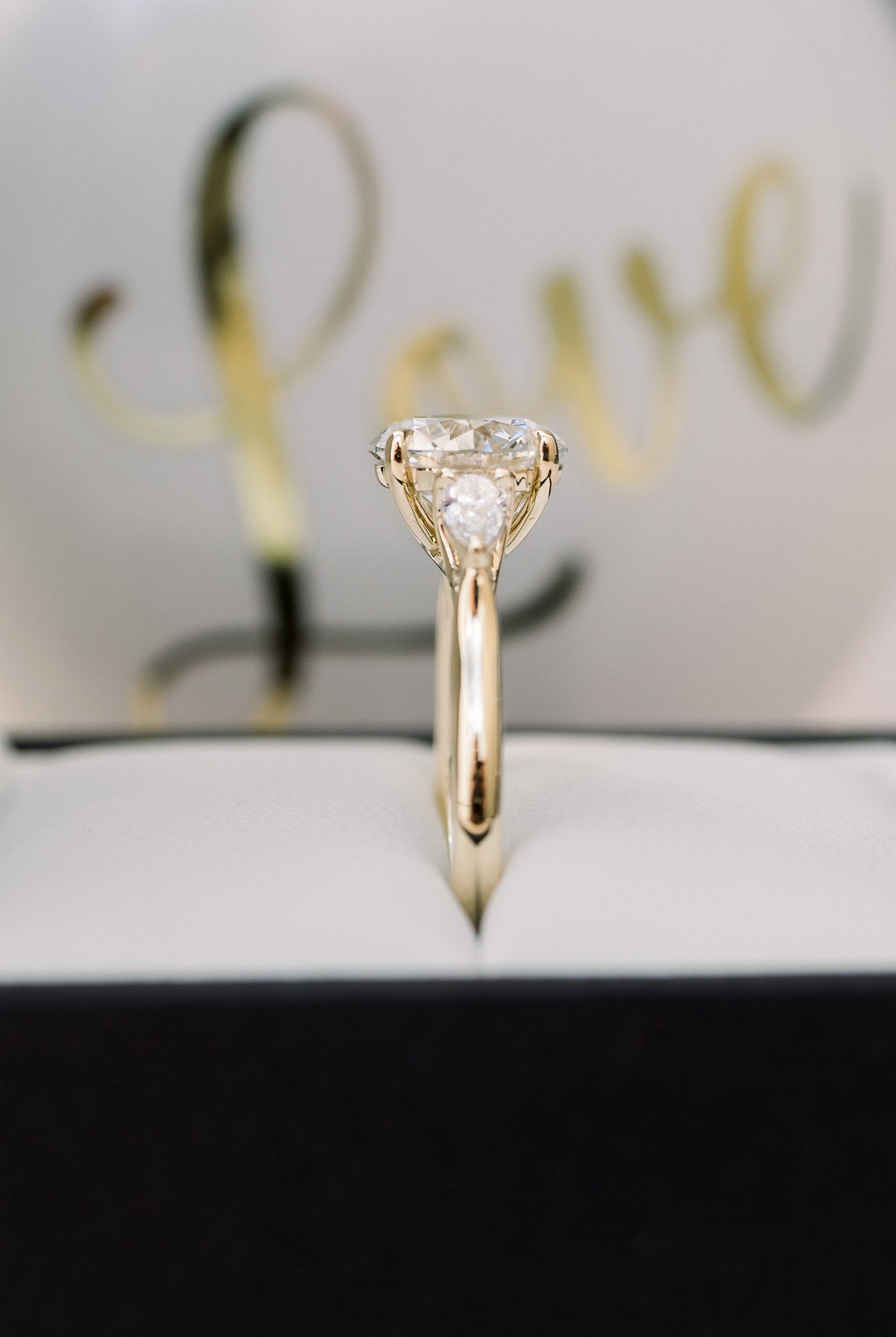 Three Stone Moissanite Engagement Ring