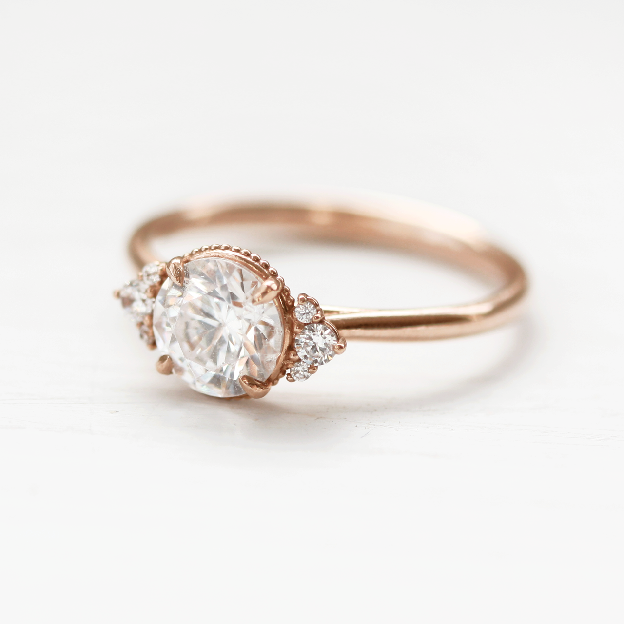 1.20CT Round Vintage Moissanite Diamond Cluster Engagement Ring