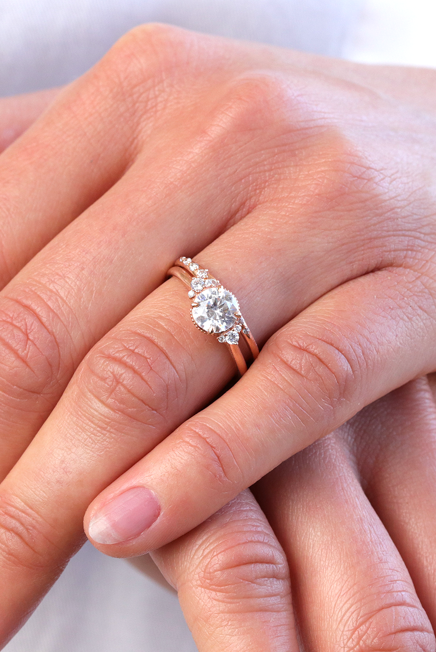 1.20CT Round Vintage Moissanite Diamond Cluster Engagement Ring