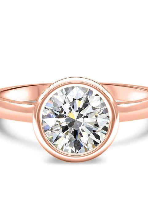 Bezel Set Round Cut Moissanite Diamond Engagement Ring For Her