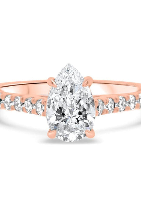 Pear Cut Moissanite Diamond Pave Engagement Ring For Her