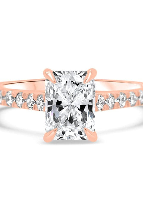 Radiant Cut Diamond Moissanite Pave Engagement Ring For Her