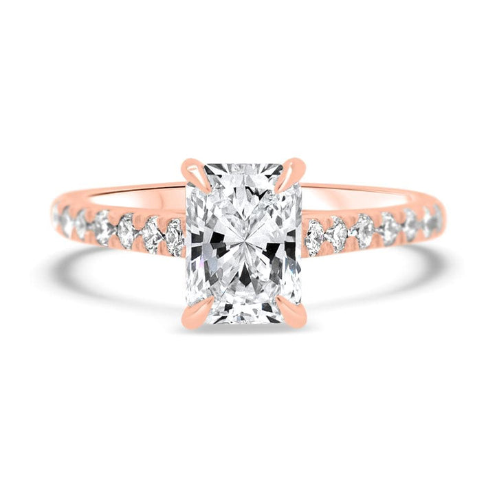 Radiant Cut Diamond Moissanite Pave Engagement Ring For Her