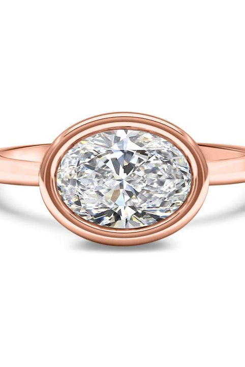 Oval Cut Diamond Bezel Set Moissanite Engagement Ring For Her