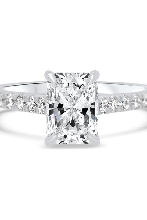 Radiant Cut Diamond Moissanite Pave Engagement Ring For Her