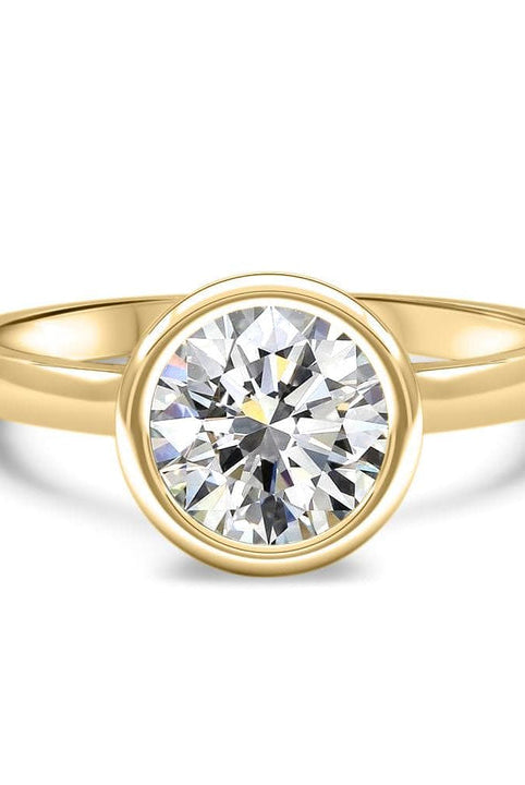 Bezel Set Round Cut Moissanite Diamond Engagement Ring For Her
