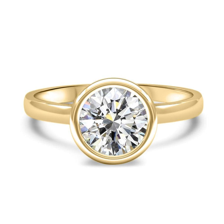 Bezel Set Round Cut Moissanite Diamond Engagement Ring For Her