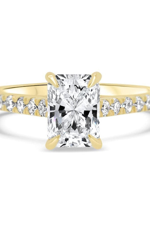 Radiant Cut Diamond Moissanite Pave Engagement Ring For Her