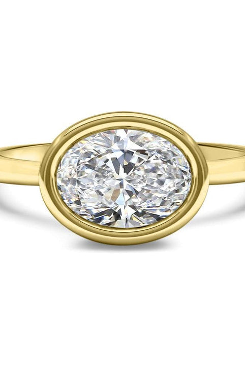 Oval Cut Diamond Bezel Set Moissanite Engagement Ring For Her
