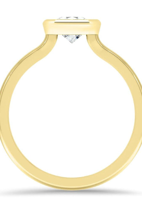 Emerald Cut Bezel Set Moissanite Diamond Engagement Ring For Her