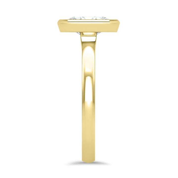 Emerald Cut Bezel Set Moissanite Diamond Engagement Ring For Her