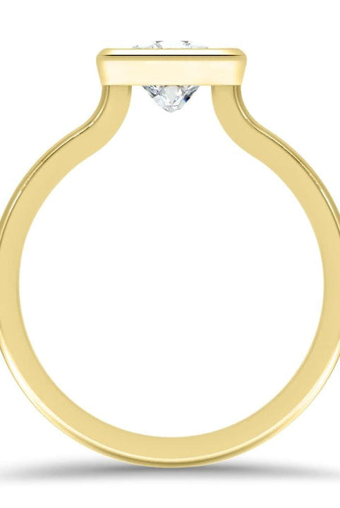 Bezel Set Diamond Princess Cut Moissanite Engagement Ring For Women