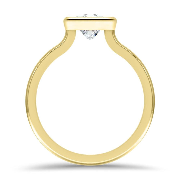 Bezel Set Diamond Princess Cut Moissanite Engagement Ring For Women