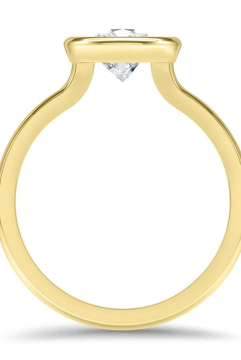 Bezel Set Round Cut Moissanite Diamond Engagement Ring For Her