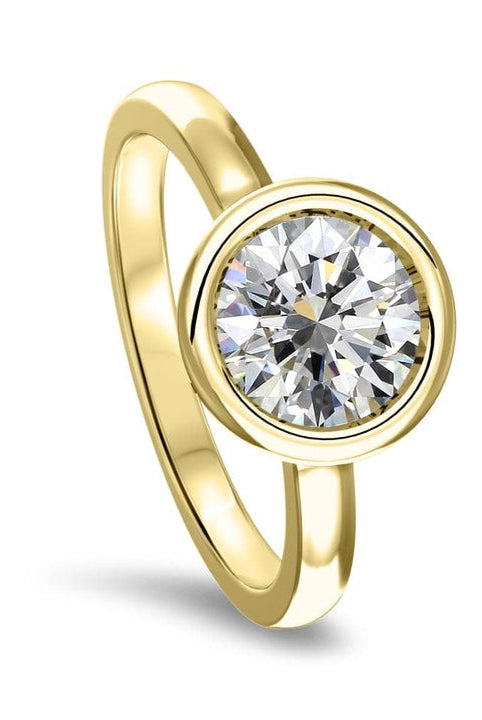 Bezel Set Round Cut Moissanite Diamond Engagement Ring For Her