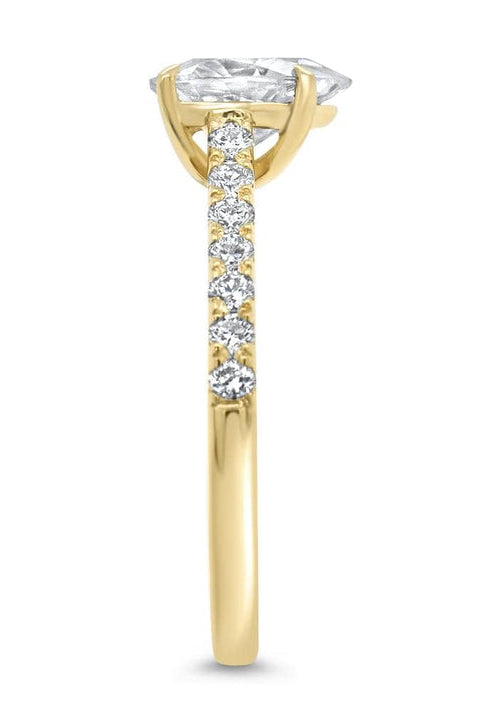 Pear Cut Moissanite Diamond Pave Engagement Ring For Her