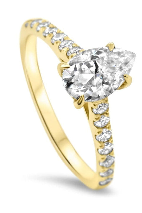 Pear Cut Moissanite Diamond Pave Engagement Ring For Her