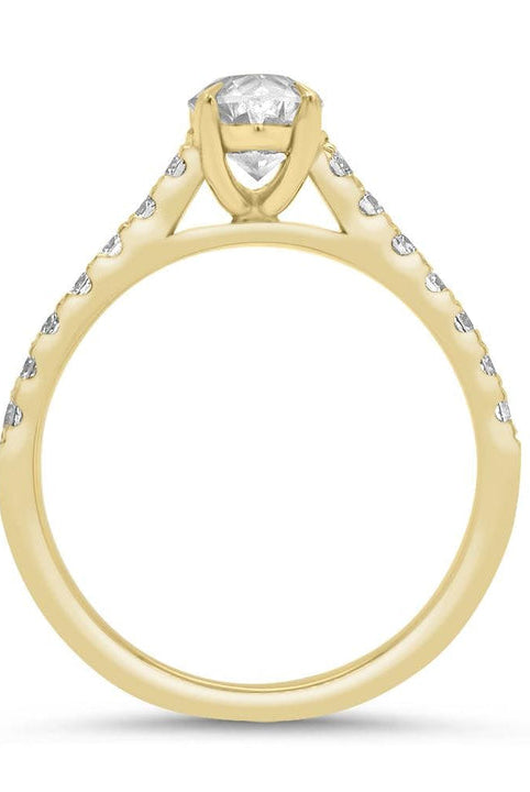 Pear Cut Moissanite Diamond Pave Engagement Ring For Her