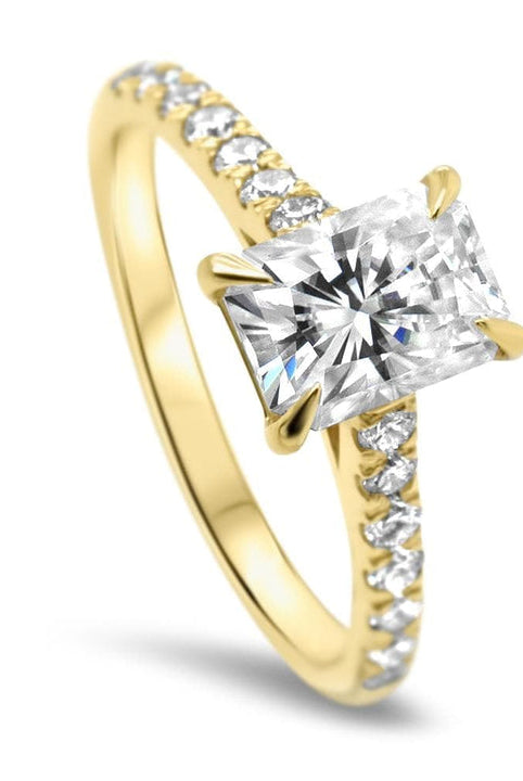 Radiant Cut Diamond Moissanite Pave Engagement Ring For Her