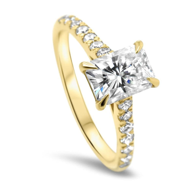 Radiant Cut Diamond Moissanite Pave Engagement Ring For Her