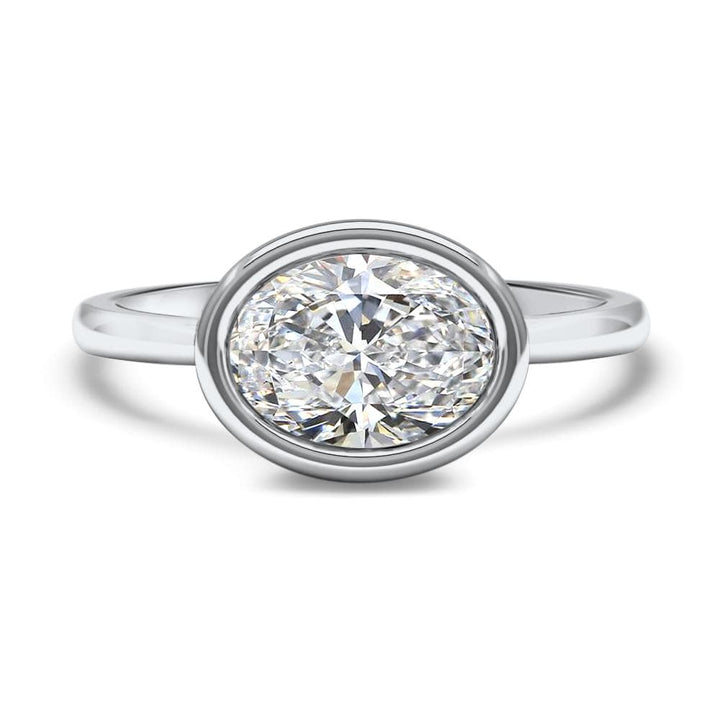 Oval Cut Diamond Bezel Set Moissanite Engagement Ring For Her
