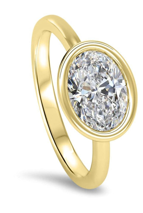 Oval Cut Diamond Bezel Set Moissanite Engagement Ring For Her