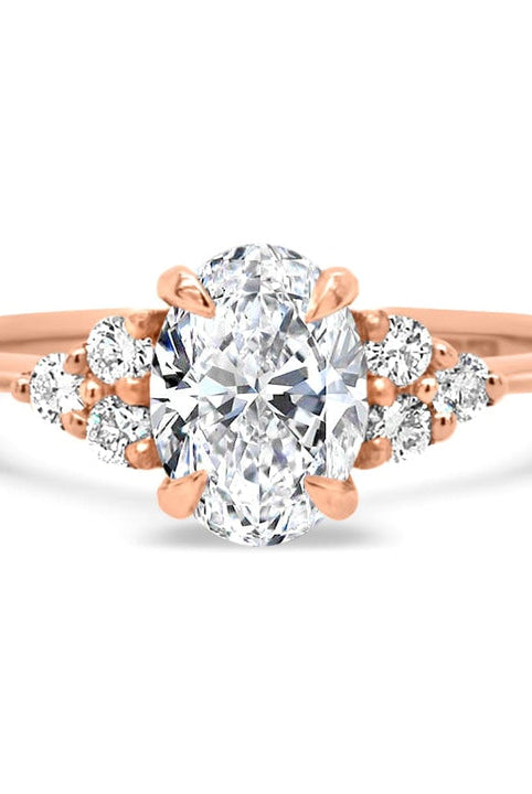 Oval Cut Diamond Cluster Moissanite Engagement Ring For Women