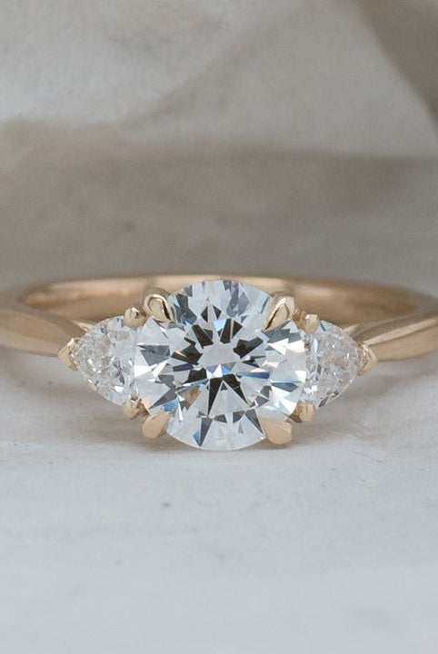 Round Cut Diamond Three Stone Moissanite Engagement Ring For Her