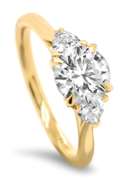 Round Cut Diamond Three Stone Moissanite Engagement Ring For Her