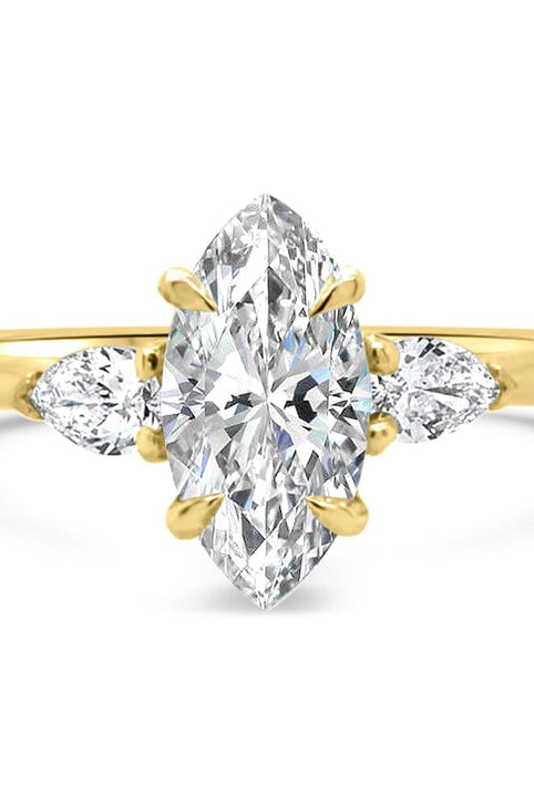 Three Stone Diamond Marquise Cut Moissanite Engagement Ring For Women
