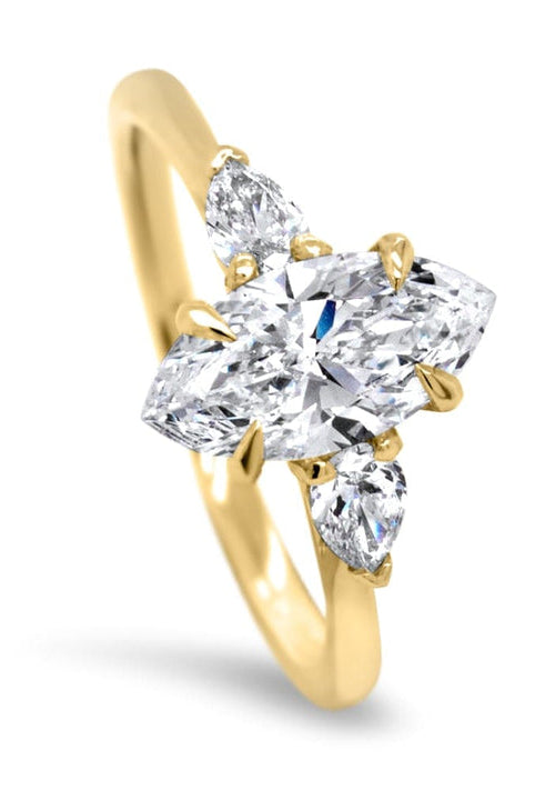Three Stone Diamond Marquise Cut Moissanite Engagement Ring For Women