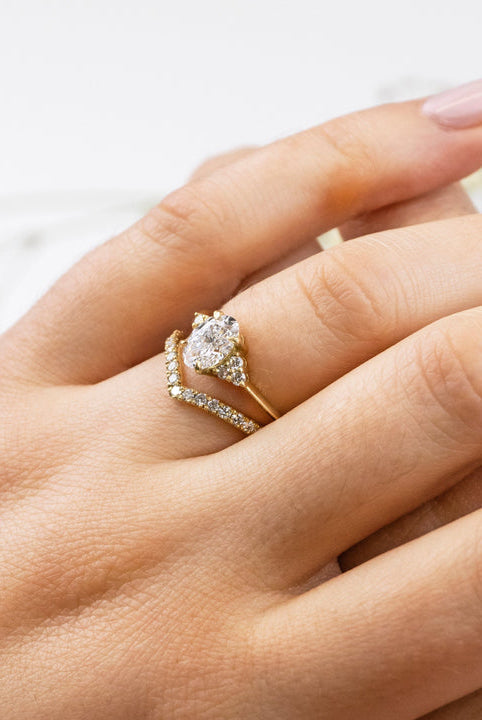 Oval Cut Diamond Cluster Moissanite Engagement Ring For Women