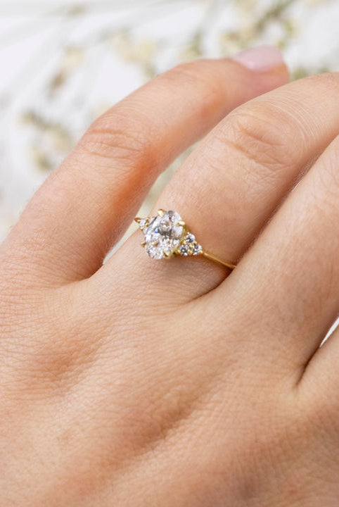 Oval Cut Diamond Cluster Moissanite Engagement Ring For Women