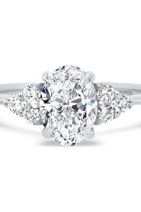 Oval Cut Diamond Cluster Moissanite Engagement Ring For Women