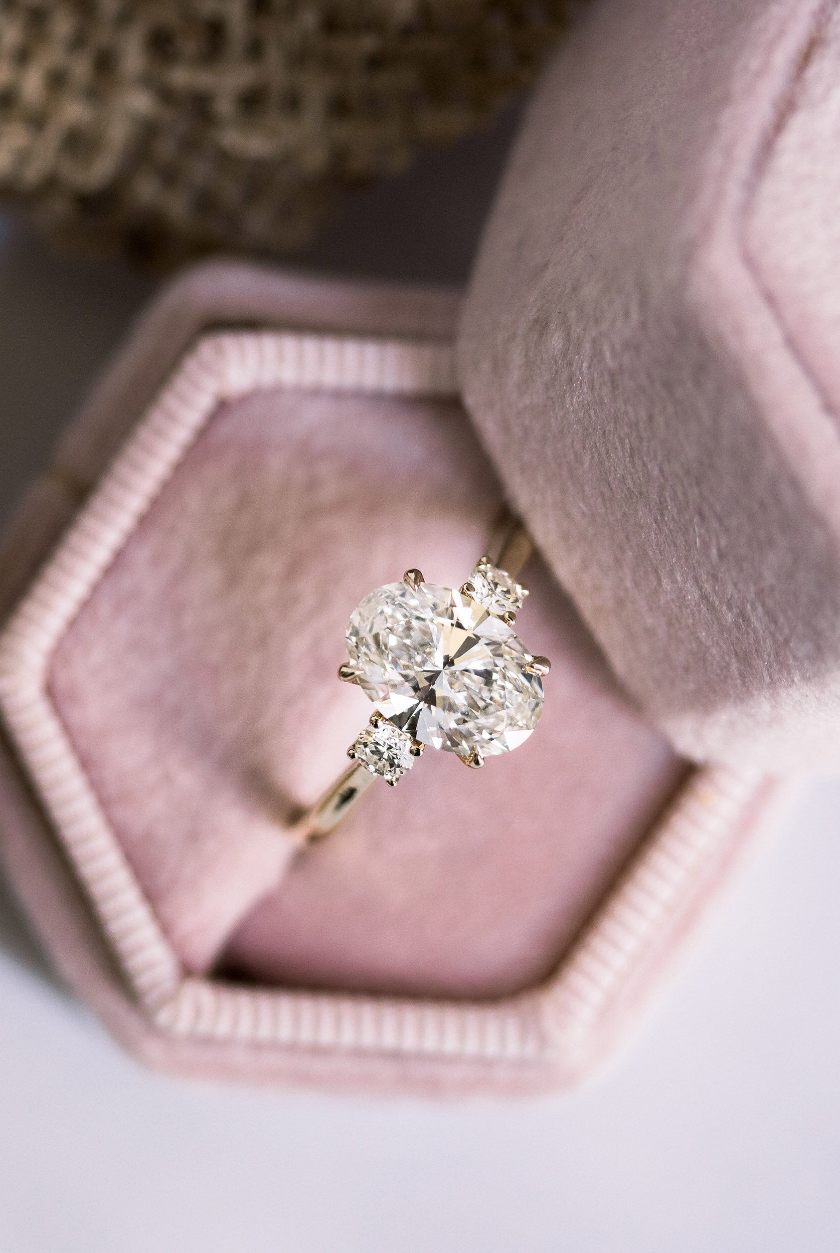 1.50CT Oval Three Stone Moissanite Diamond Solitaire Engagement Ring