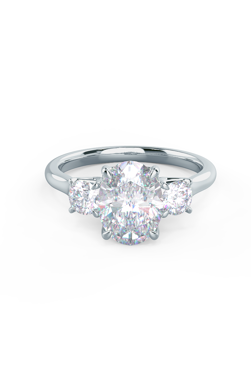 1.50CT Oval Three Stone Moissanite Diamond Solitaire Engagement Ring