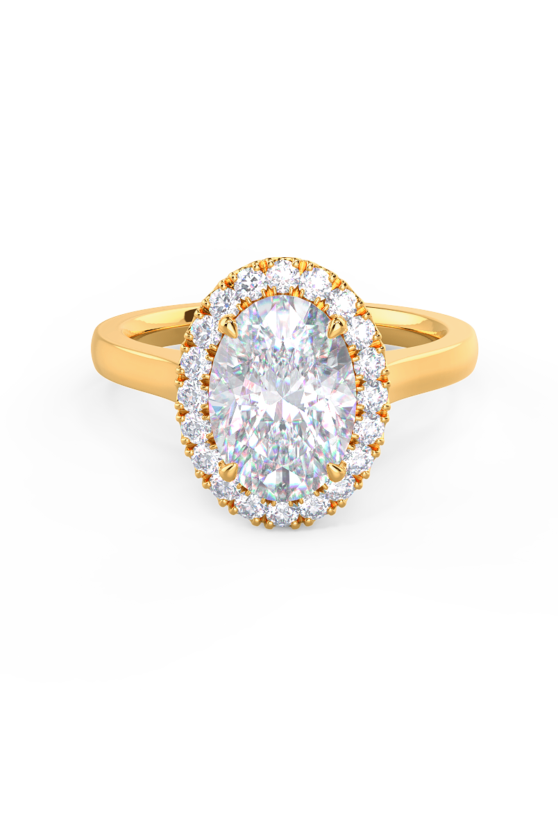 2.0CT Cathedral Set Oval Moissanite Diamond Halo Engagement Ring For Her