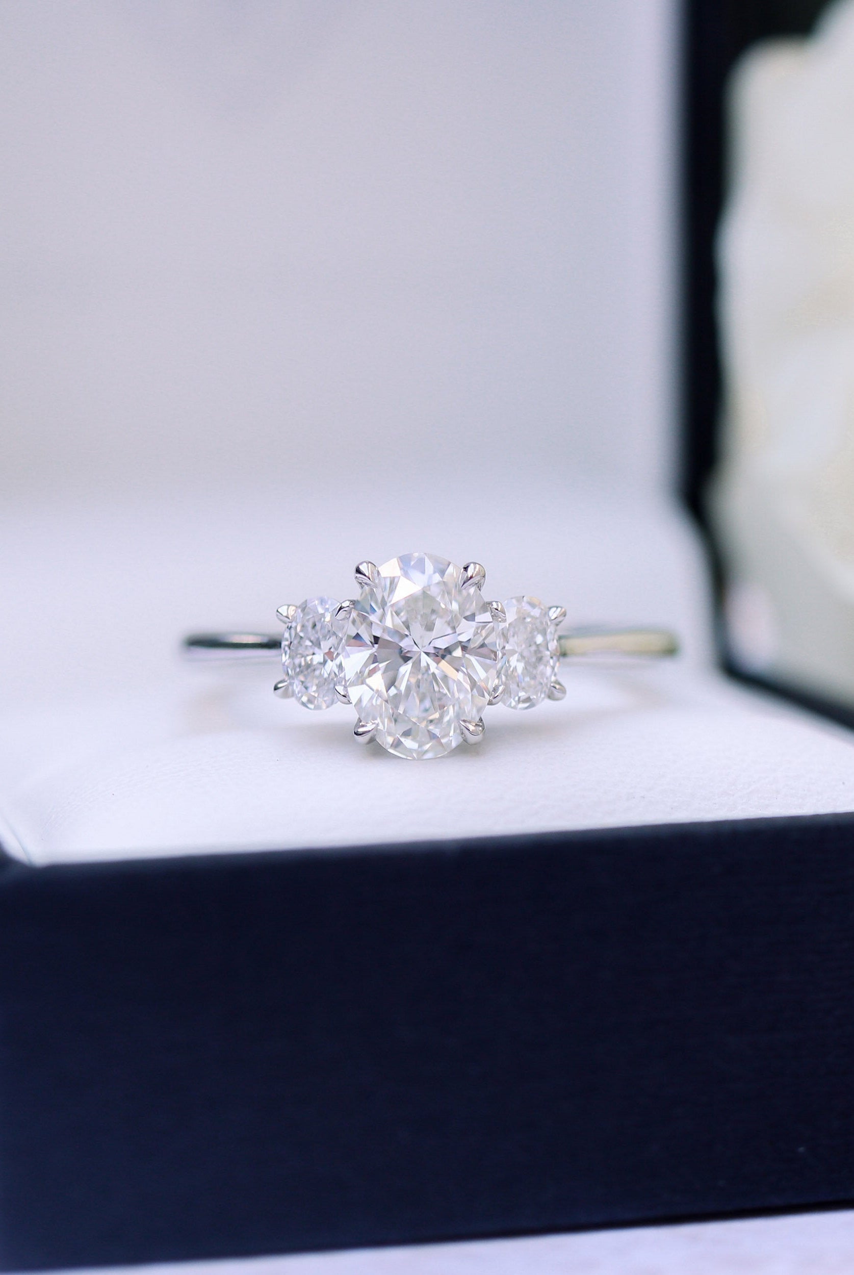 1.50CT Oval Three Stone Moissanite Diamond Solitaire Engagement Ring For Women