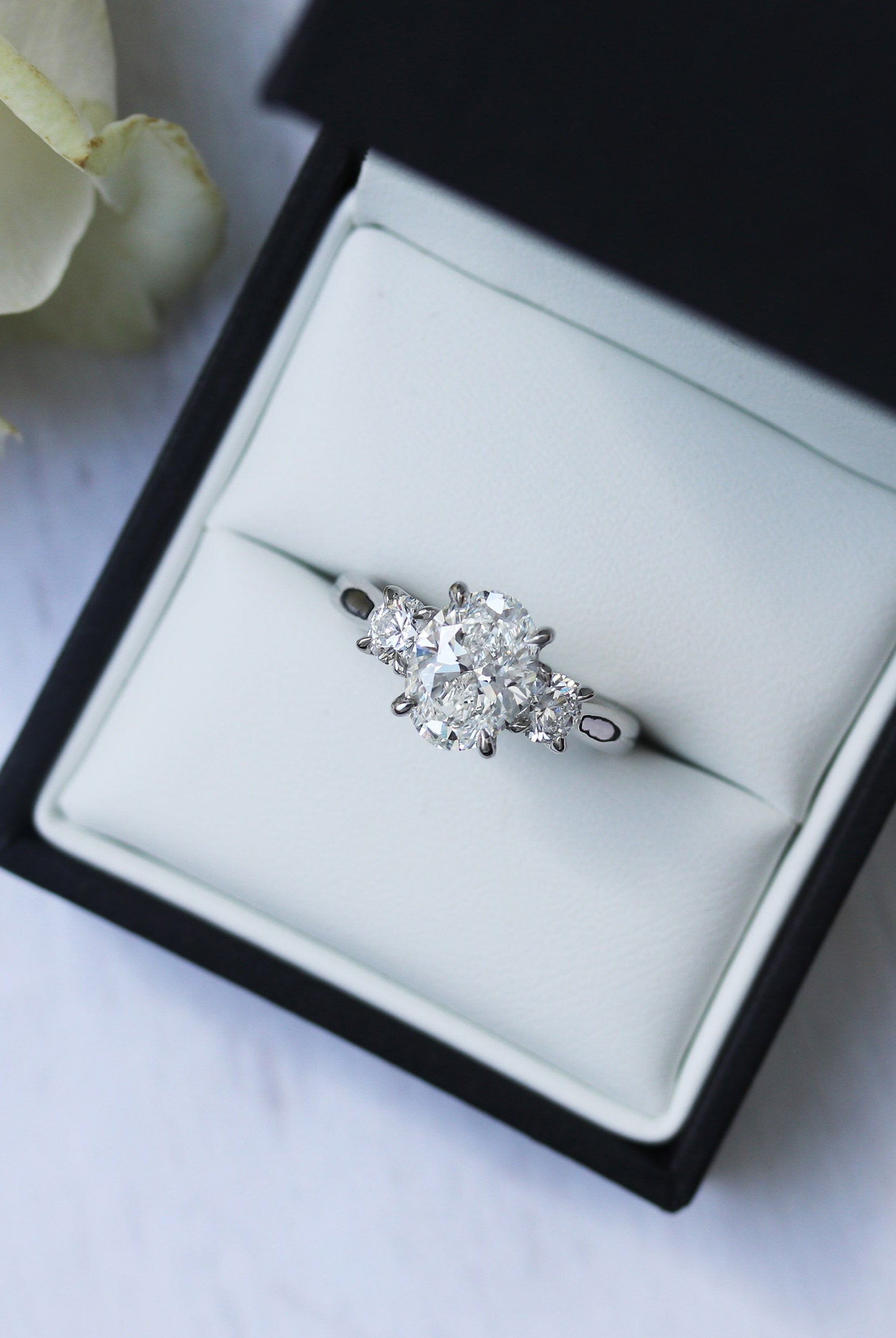 1.50CT Oval Three Stone Moissanite Diamond Solitaire Engagement Ring