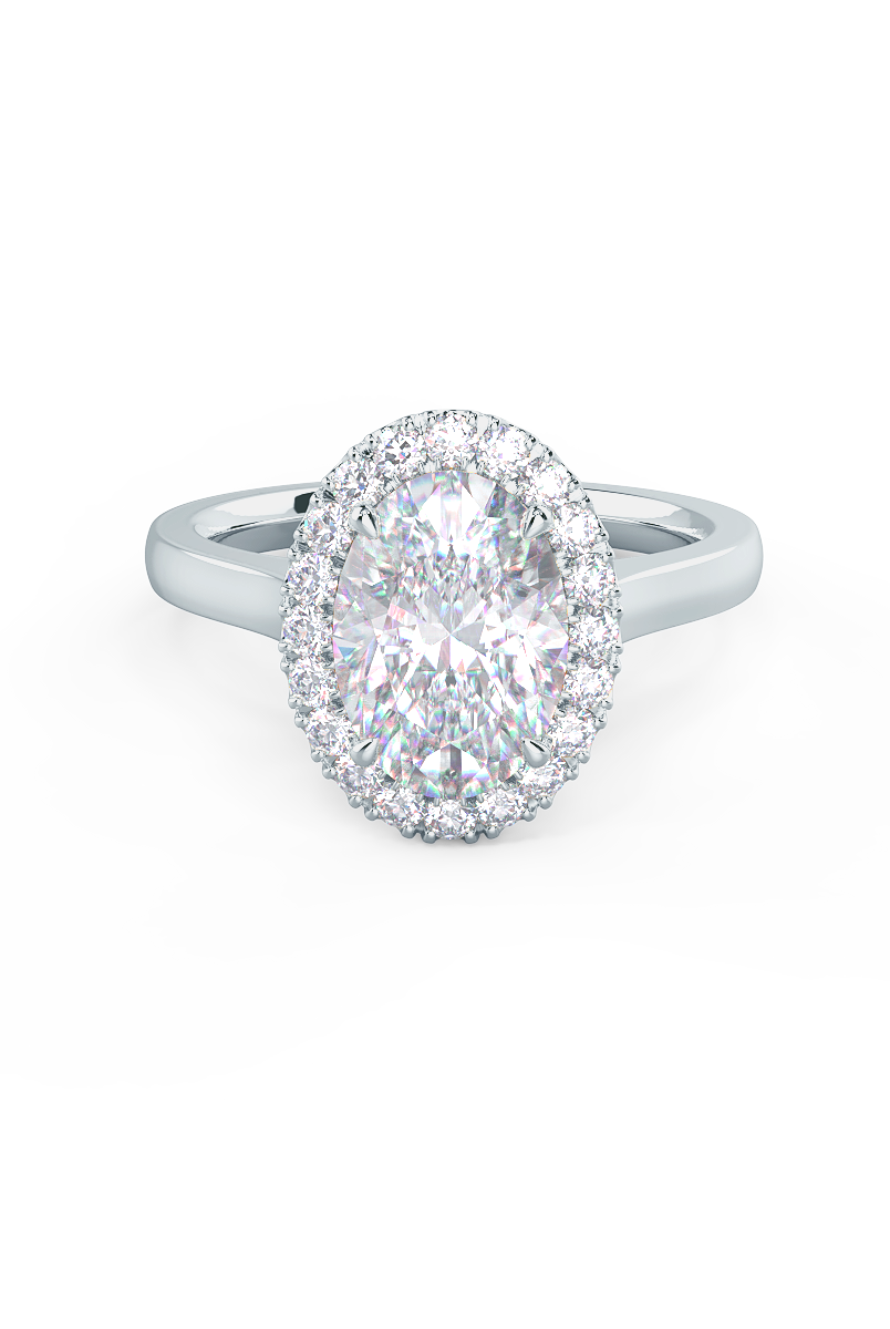 2.0CT Cathedral Set Oval Moissanite Diamond Halo Engagement Ring For Her