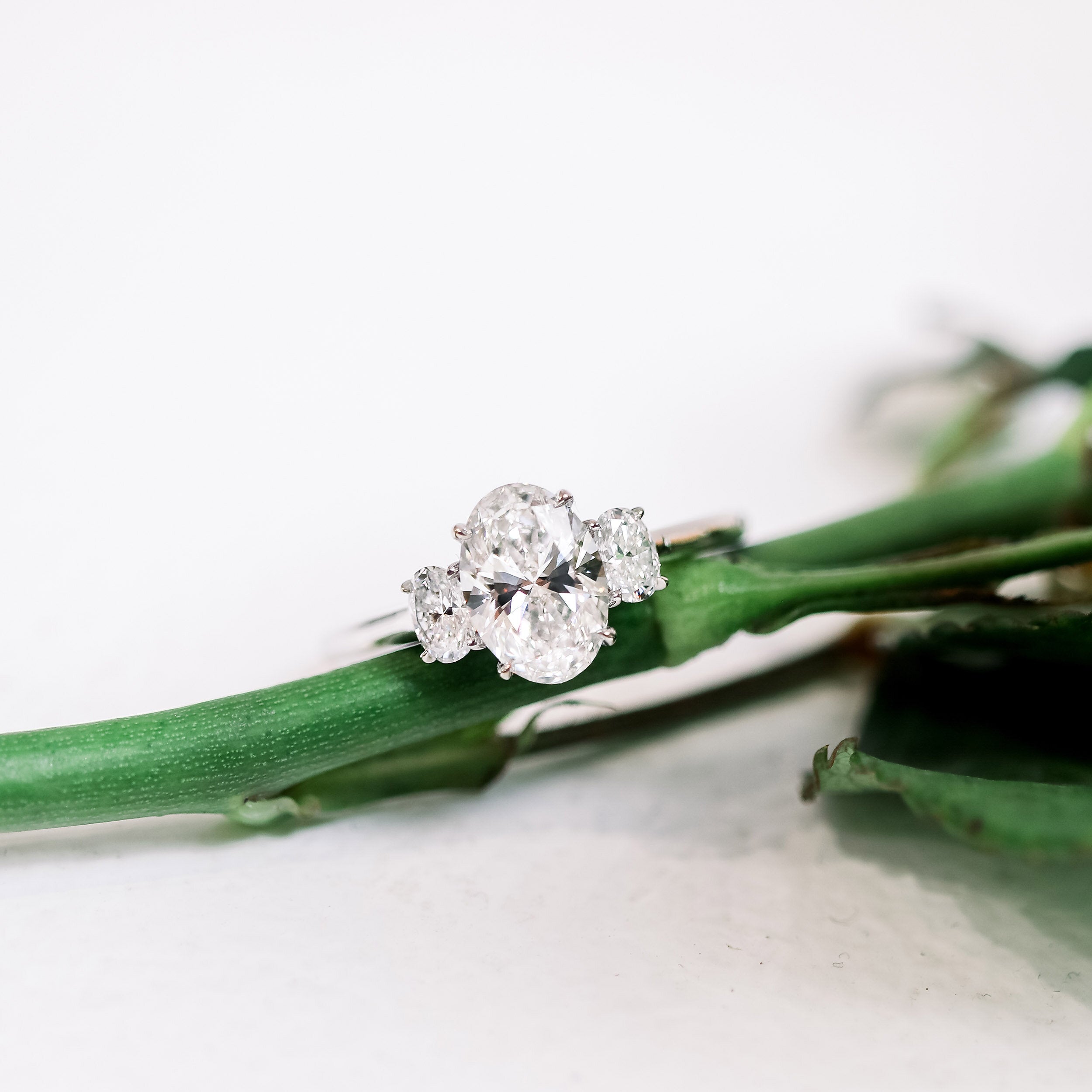 1.50CT Oval Three Stone Moissanite Diamond Solitaire Engagement Ring For Women