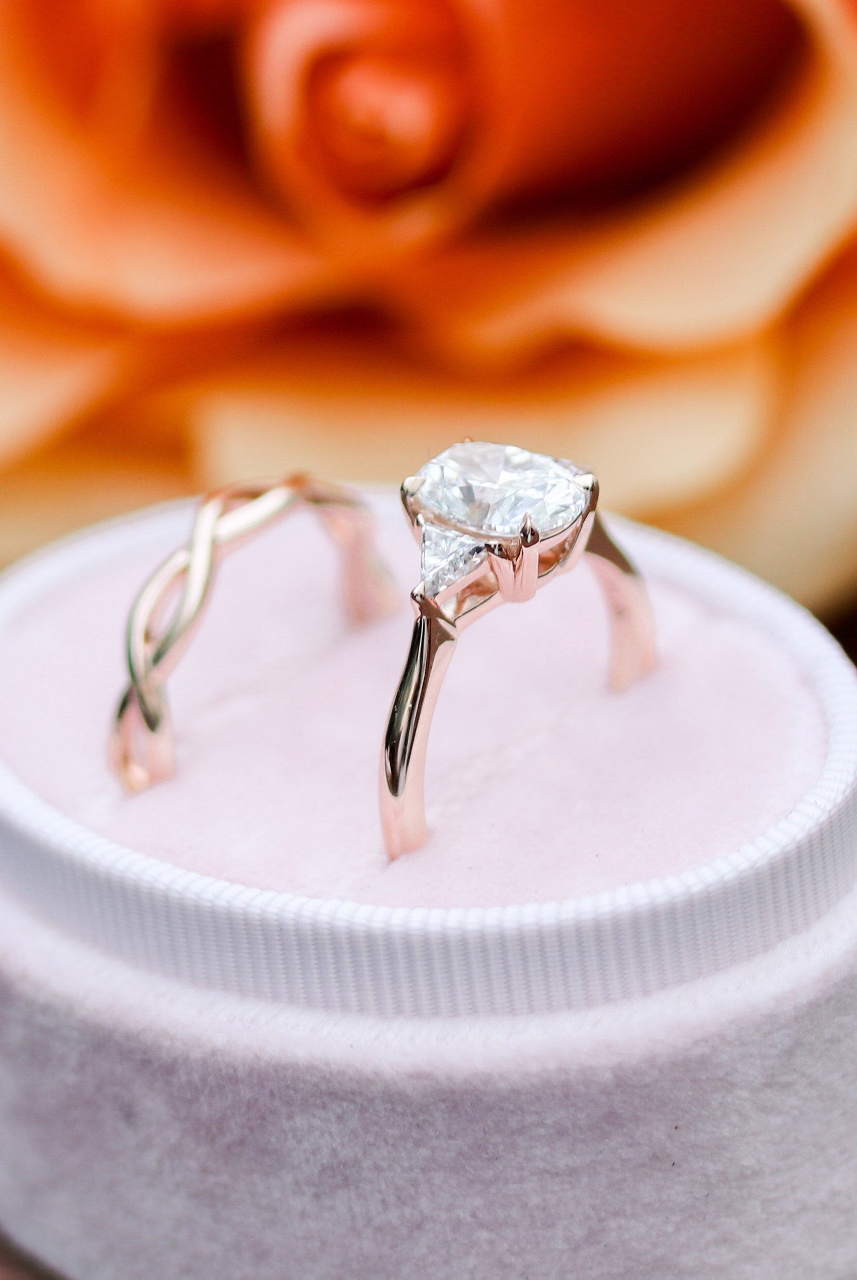 2.25CT Oval Three Stone Moissanite Diamond Cathedral Set Engagement Ring For Her