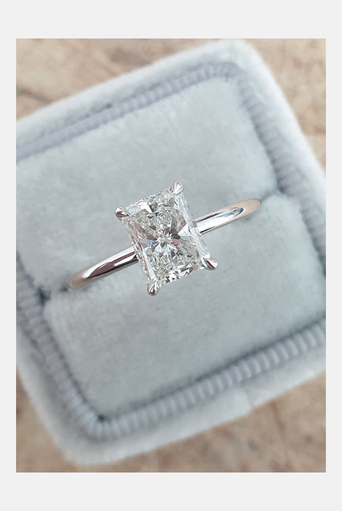 1.0ct Radiant Solitaire Moissanite Diamond Four Prong Engagement Ring