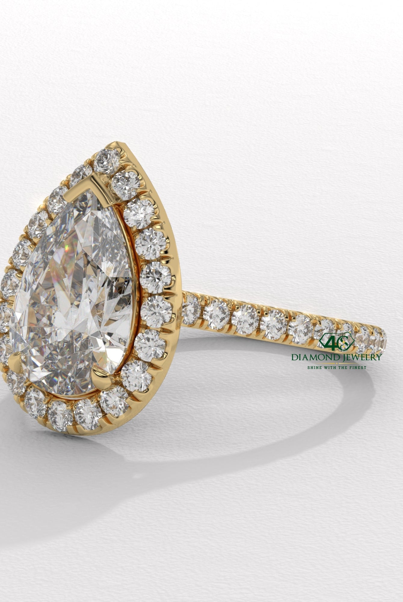 white gold pear diamond ring, rose gold pear engagement ring, pear solitaire diamond ring