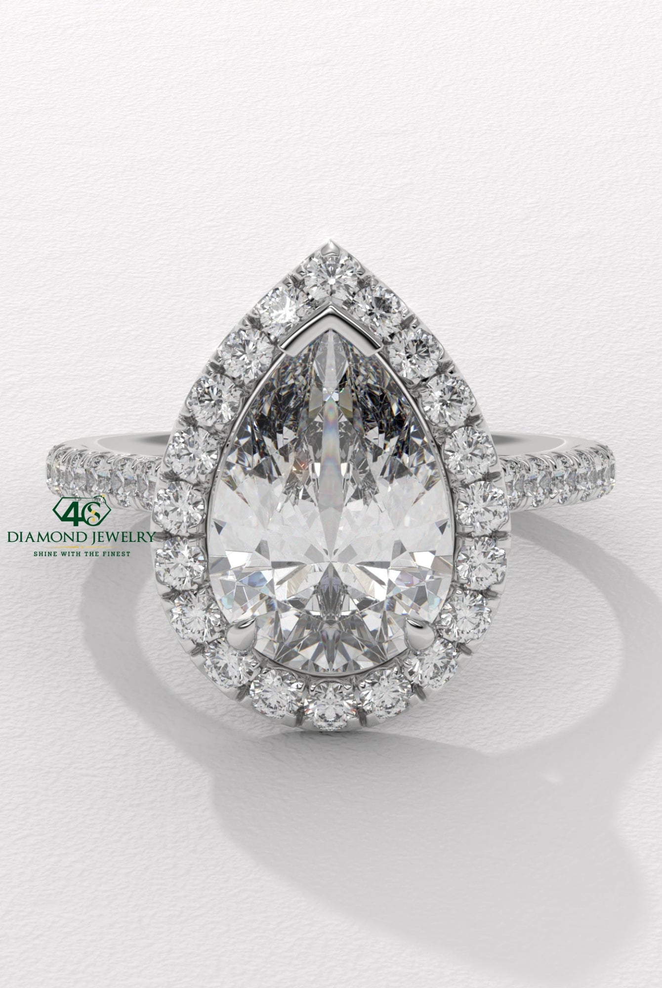 pear cut diamond prong setting, pear diamond ring setting