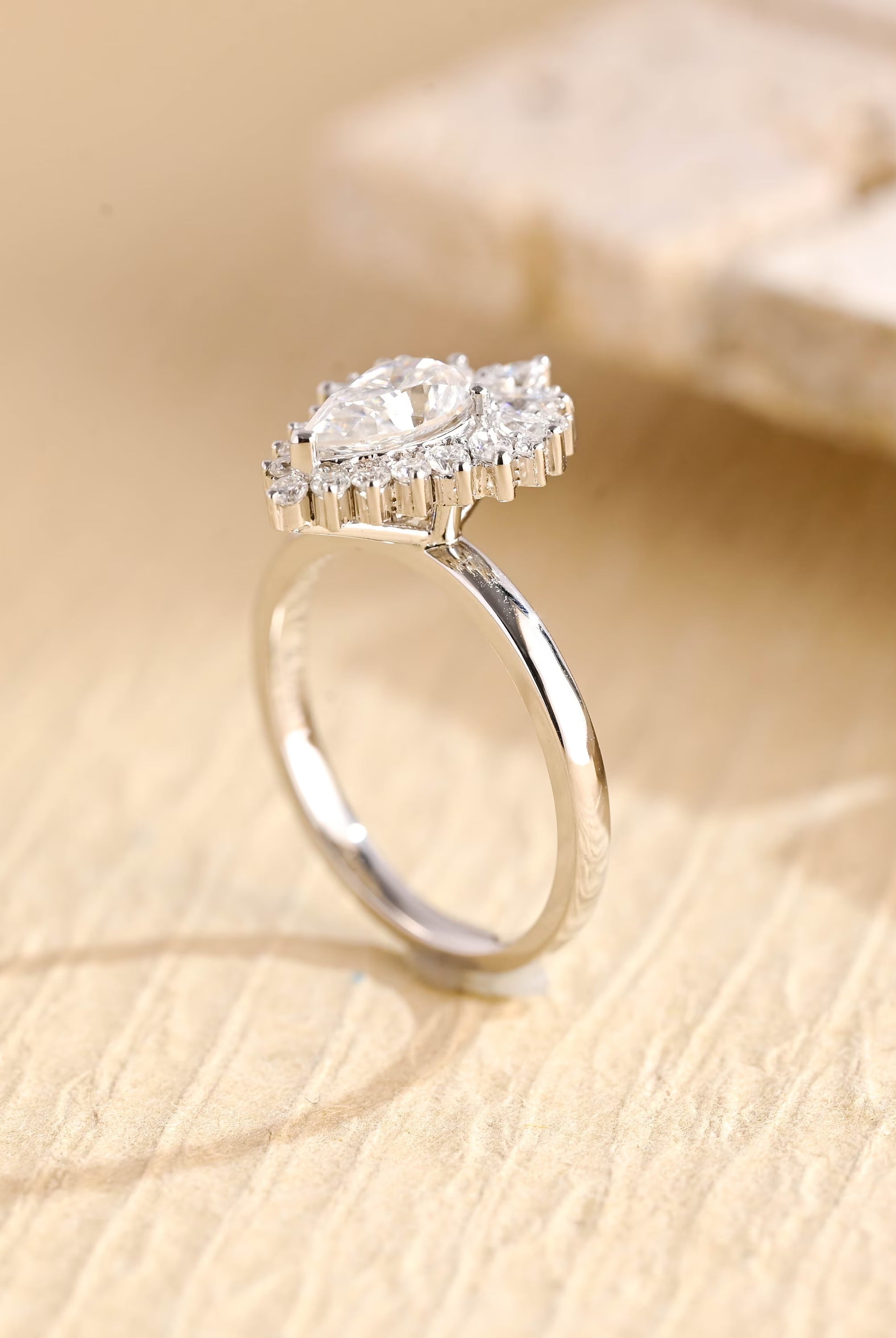 Timeless Pear Cluster Engagement Ring Moissanite 1CT